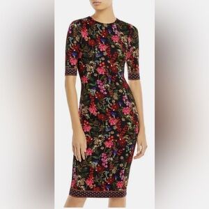 Alice + Olivia Vibrant Floral Midi Dress
